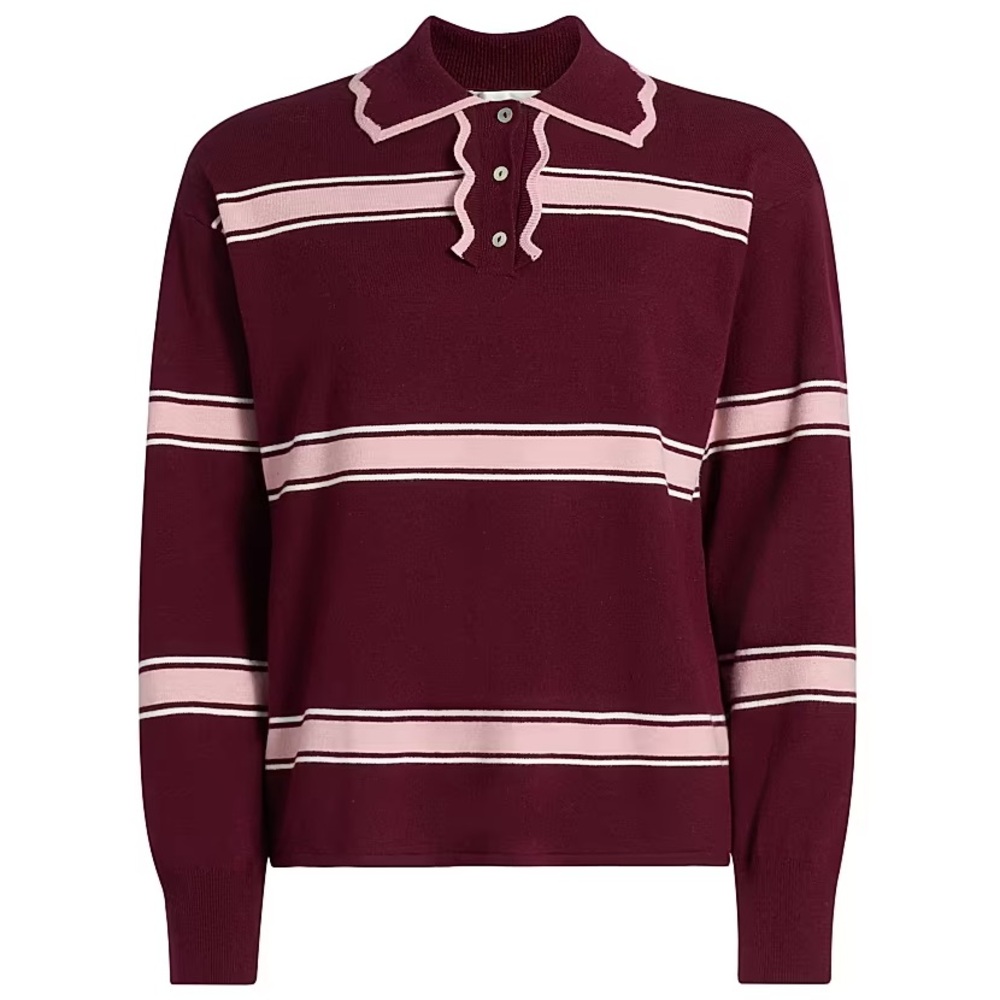 🆕 Anthropologie Maeve Striped Knit Polo Sweater
